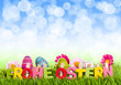 Frohe Ostern mit blauen Bokeh