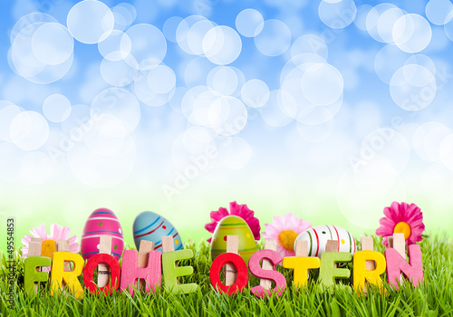 Photo: Frohe Ostern mit blauen Bokeh Frohe Ostern mit blauen Bokeh