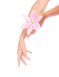 Women's hands with pink lily