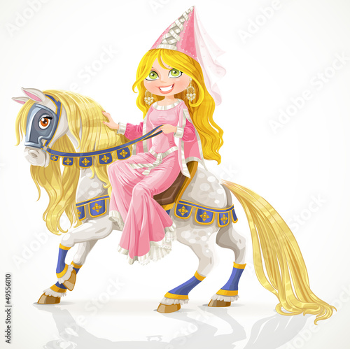 Vector: Beautiful princess on a white horse Beautiful princess on a white horse