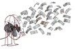 old ventilator and dollar banknotes