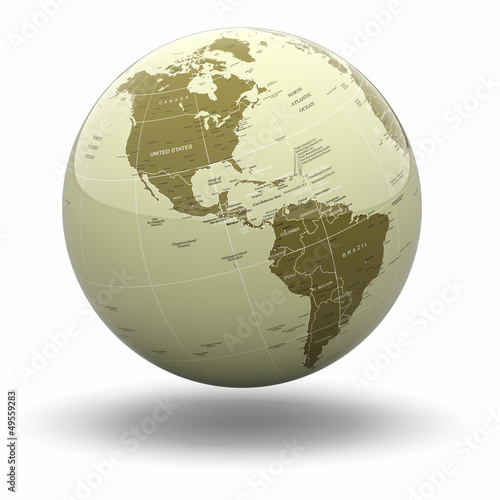 Illustration: Political world globe on white background. 3d Political world globe on white background. 3d