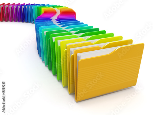 Illustration: Row of computer folders. Rainbow. 3d Row of computer folders. Rainbow. 3d