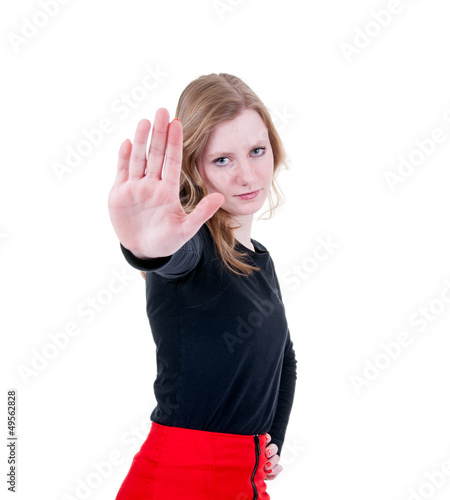 Photo: Teenager zeigt stopp Teenager zeigt stopp