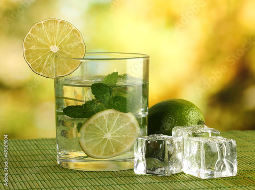Photo: Glass of water with ice, mint and lime Glass of water with ice, mint and lime