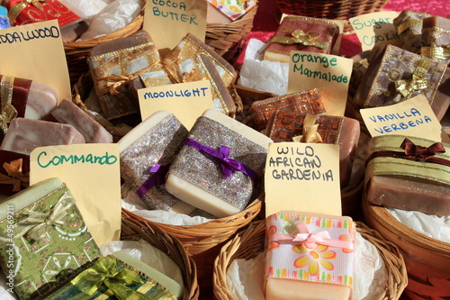 Photo: Baskets of organic,fragrant soaps for sale Baskets of organic,fragrant soaps for sale