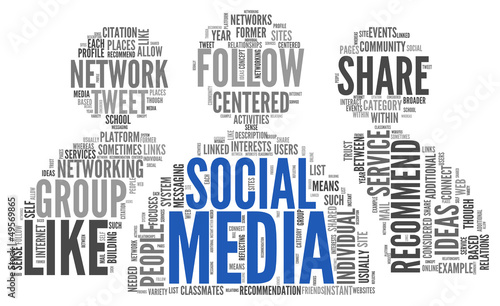 Illustration: Social media conept in word tag cloud Social media conept in word tag cloud
