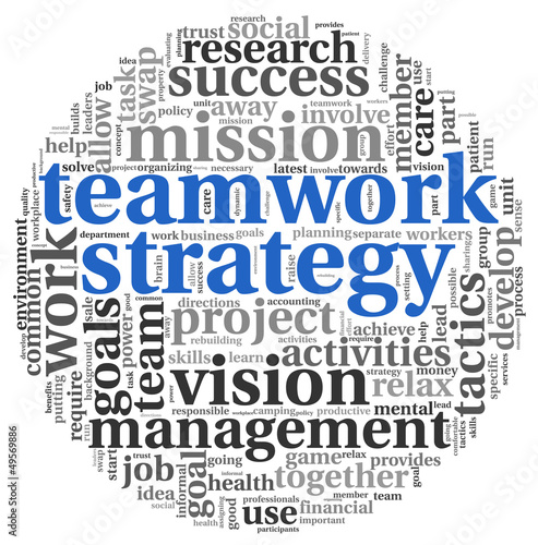 Illustration: Teamword strategy concept in word tag cloud Teamword strategy concept in word tag cloud
