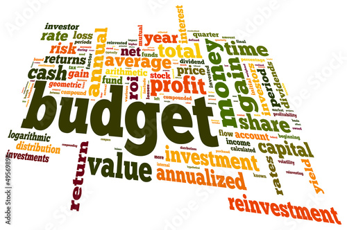 Illustration: Budget concept in word cloud Budget concept in word cloud
