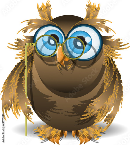 Vector: owl and lorgnette owl and lorgnette