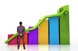 Business man looking at Bargraph