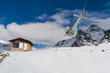 Helicopter in Gressoney Ski Resort, Monterosa, Italy.