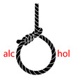 Hangman's noose with protest against alcohol