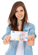 Attraktives Mädchen hält 50 Euro