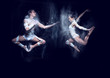 Passion dance couple jumping.