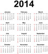 Calendar for year 2014