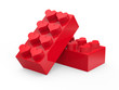 Toy blocks with hearts isolated on white background. Abstract 3d