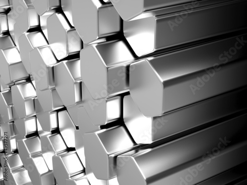 Illustration: Shiny hexagom metal bars Shiny hexagom metal bars