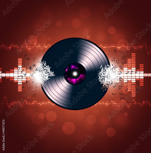 Illustration: Vinyl Music Waves Background Vinyl Music Waves Background