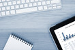 Photo: Touch screen tablet computer, keyboard and notepad Touch screen tablet computer, keyboard and notepad