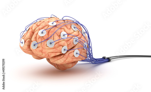 Illustration: Brain analysis. Polygraph test. Brain analysis. Polygraph test.