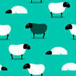 Vektor: Black sheep amongst white sheep tile background Black sheep amongst white sheep tile background