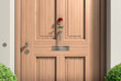 Holz-Haustür mit Rose