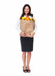 Foto: Young woman with a grocery bag. Young woman with a grocery bag.