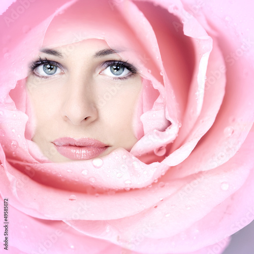 Photo: Beautiful woman face flower. Beautiful woman face flower.