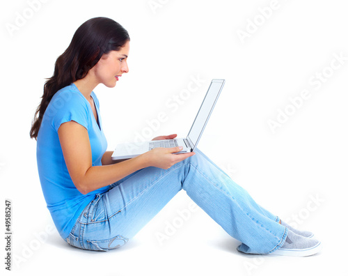 Photo: Woman with laptop computer. Woman with laptop computer.