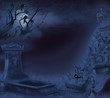 Mystical night cemetery on Halloween