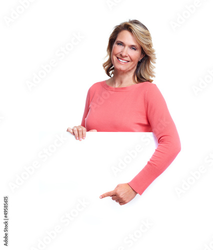 Photo: Senior woman with a banner. Senior woman with a banner.