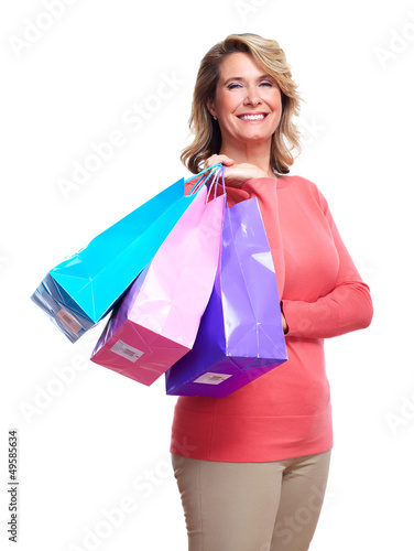 Photo: Senior woman with shopping bags. Senior woman with shopping bags.
