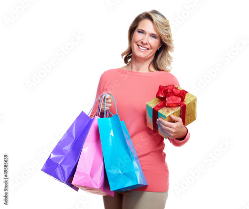 Photo: Senior woman with shopping bags. Senior woman with shopping bags.