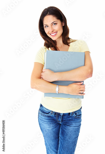 Photo: Young woman student with the book. Young woman student with the book.