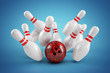 Bowling Strike blau radialer Verlauf