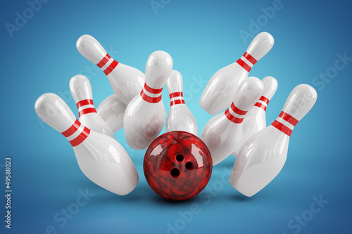 Illustration: Bowling Strike blau radialer Verlauf Bowling Strike blau radialer Verlauf
