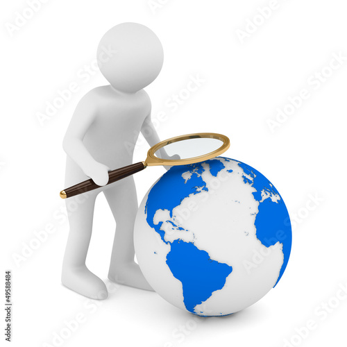 Illustration: Global search. Isolated 3D image on white Global search. Isolated 3D image on white