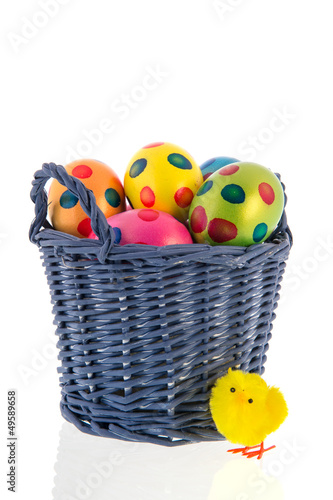 Photo: Basket with easter eggs Basket with easter eggs