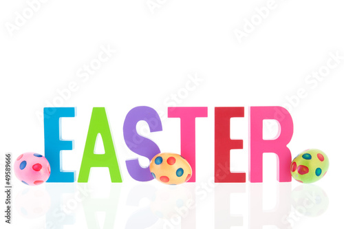 Photo: Happy easter with eggs and text Happy easter with eggs and text