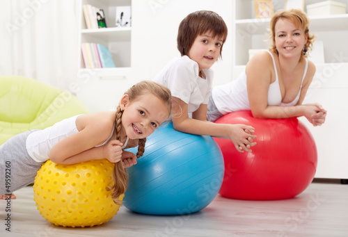 Photo: People exercising with large rubber balls People exercising with large rubber balls