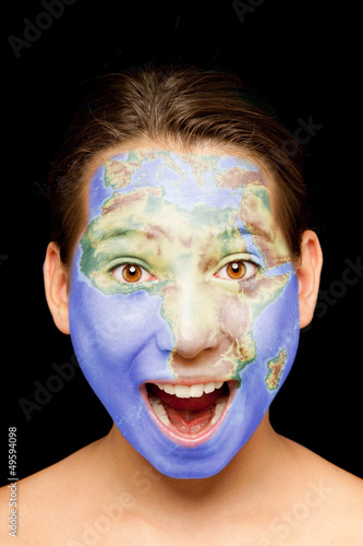 Photo: girl with african map on her face girl with african map on her face