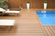 BLUE SWIMMING POOL WITH WOOD FLOORING-PISCINA MADERA