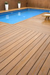 BLUE SWIMMING POOL WITH WOOD FLOORING-PISCINA MADERA
