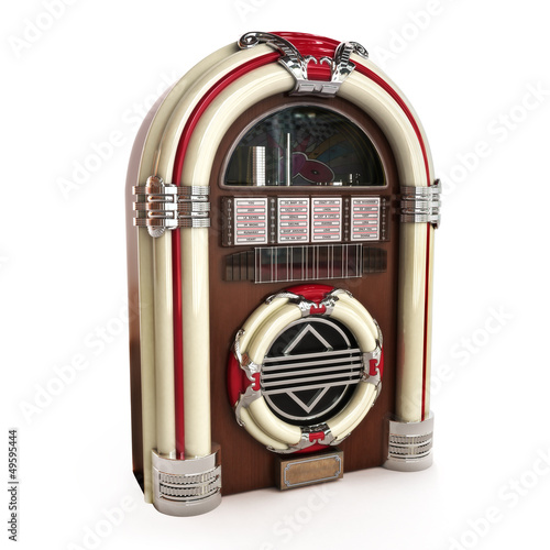 Illustration: Retro vintage jukebox on a white background 3d model Retro vintage jukebox on a white background 3d model