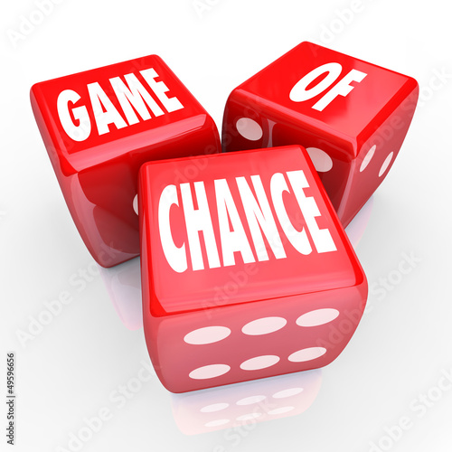 Illustration: Game of Chance Three Red Dice Risk and Danger Game of Chance Three Red Dice Risk and Danger