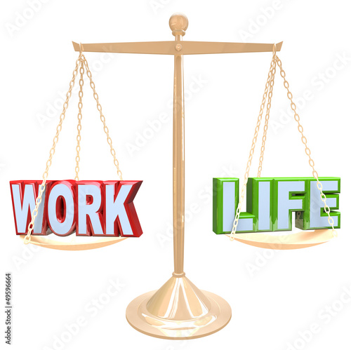 Illustration: Work Vs Life Words on Scale Balancing Life Stress Work Vs Life Words on Scale Balancing Life Stress