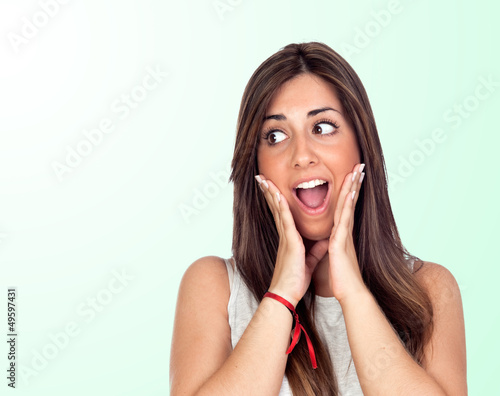 Photo: Surprised girl with long hair Surprised girl with long hair