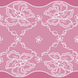 Lace fabric seamless border with abstact flowers.