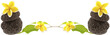 composition galets, fleurs et feuilles